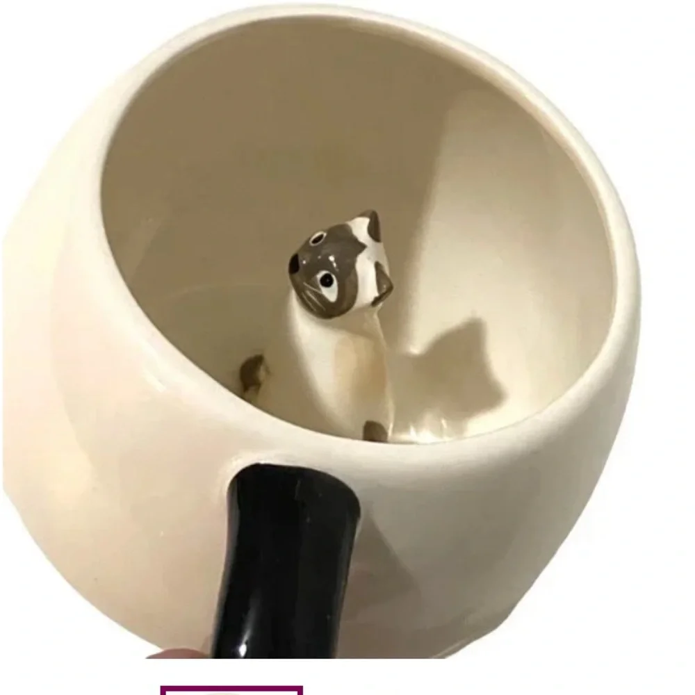 Cost Plus World Market Cream and Black Cat Bowl